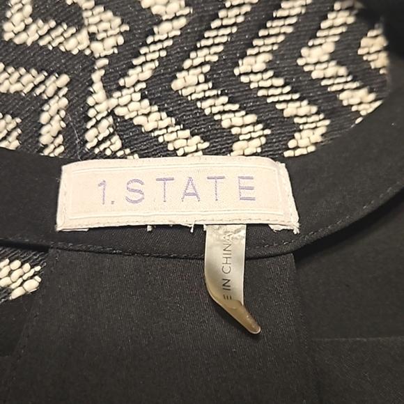 1 State Black and Cream Chevron Halter Neck Dress - Picture 6 of 9